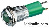 14mm green LED satin chrome,24Vdc