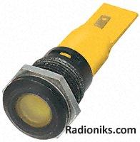 Yellow LED flat lens black chrome,24V