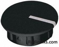 Black matt lined knob cap,21mm dia