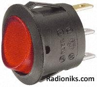 Red illuminated rocker switch, 12Vdc