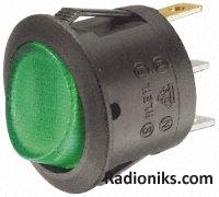 Green illuminated rocker switch, 24Vdc