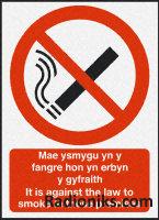 297x210 PVC Bilingual smoke sign Wales