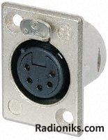 5way nickel finish XLR panel socket,7.5A