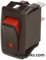 Red spot on black rocker switch,SPST