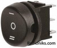 SPDT round rocker switch, I-O-II marking