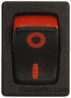 Red on black rocker switch,0/I marking