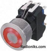 19mm momentary IP67 DP switch,red illum.