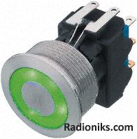 22mm momentary IP67 DP switch,grn illum.