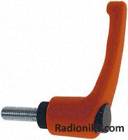 Clamp hdl,Orange nylon,Stl,M8x40,65,M (1 Pack of 2)