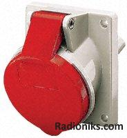 Red 6P+E IP44 panel socket,16A 400V