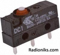 SPST N/C IP67 button microswitch, 6A