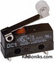 SPST N/C IP67 roller microswitch, 6A