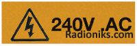 Hazard label  240V a.c. ,20x60mm (1 Pack of 20)