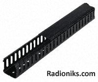 Blk PVC open slot trunking,50x25mm 1m L (1 Pack of 4)