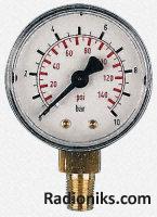 Bottom conn pressure gauge,0-10bar R1/4