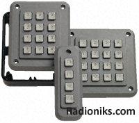 IP65 16 key telephone format keypad