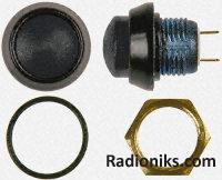 Black round raised pushbutton switch