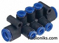 6 way pneumatic uni-fit manifold,10x4mm