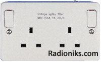 13A filtered socket w/spike 2 gang white