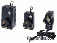 3 pin UK unregulated AC/DC adaptor,9V 6W