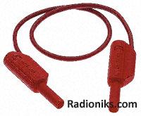 1metre red shrouded test lead,2mm plug