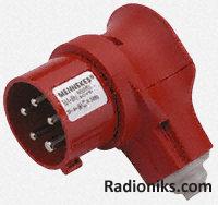 Red 3PN+E IP44 r/a free plug,16A 400V