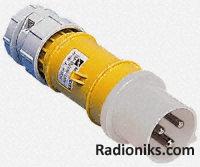 Yellow 2P+E IP44 power top plug,16A 110V