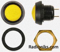 Yellow plastic bodied pushbutton switch