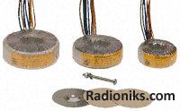 Toroidal transformer,15VA 2x18V o/p