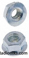 Zinc plated steel plain flange nut,M6 (1 Bag of 100)