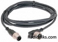M12 4way straight plug-skt jumper cable