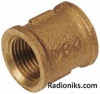 Bronze equal socket,1in BSPP F-F (1 Pack of 2)