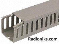 Grey PVC open slot trunking,45x25mm 2m L (1 Pack of 8)