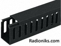 Blk PVC closed slot trunking30x25mm 2m L (1 Pack of 8)