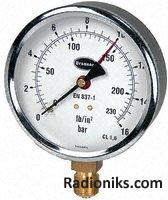 100mm pressure gauge,0 - 16 bar