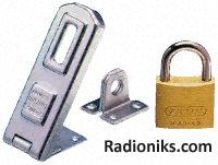 Brass padlock with hasp and staple,30mm