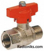 Tee handle ball valve,1/4in BSPP M-F