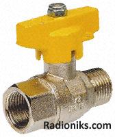 Tee handle ball valve,1/2in BSPP M-F