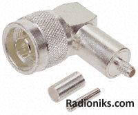 AgPt crimp elbow plug for RG58 cable