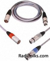 Red XLR plug to socket cable assembly,3m