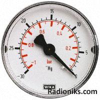 Pressure gauge, 50mm dia, R1/8, 0-6bar