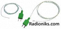 Fine wire type K thermocouple,fibreglass