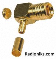 SMB crimp right angle plug, RG178B/U