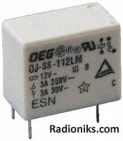 SPNO miniature power relay,8A 12Vdc coil