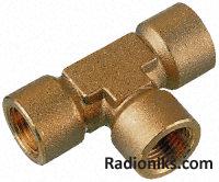 Brass equal tee,1/8in BSPP F all ends (1 Pack of 5)
