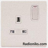 13A switched socket 1 gang  white avant