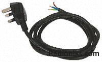 Blk moulded plug w/integral lead,2m 13A