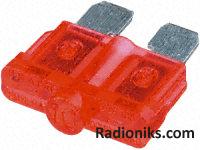 Red indicating automotive fuse,10A 32V