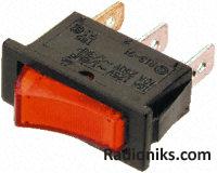 Transparent on-off grn illum switch,16A