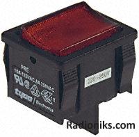 Transparent red illum on-off switch10/6A